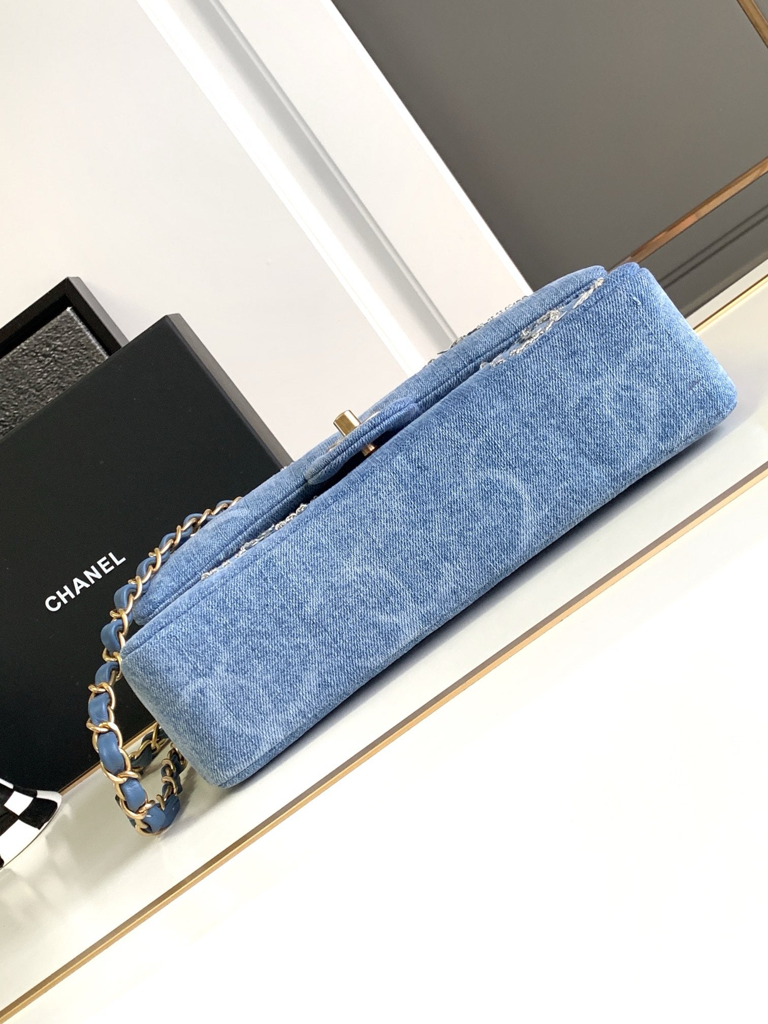 CNL 23K Denim Flap Bag