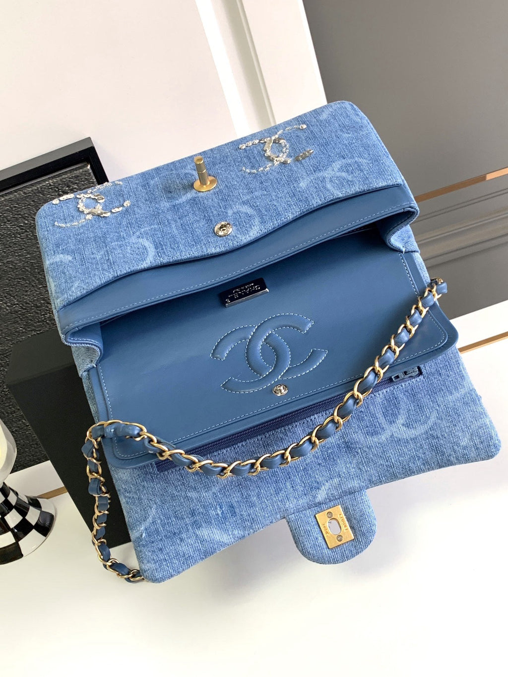 CNL 23K Denim Flap Bag