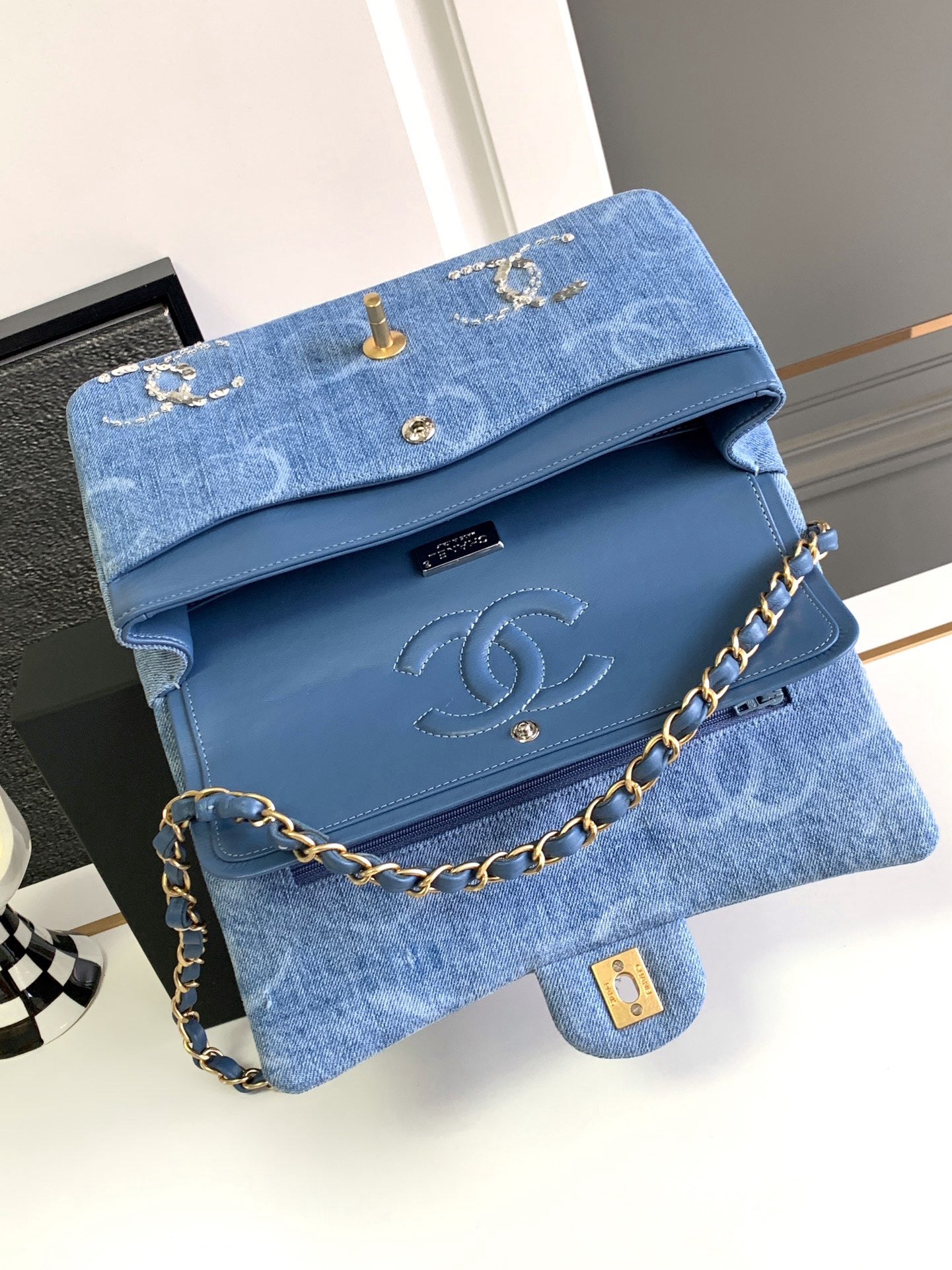 CNL 23K Denim Flap Bag