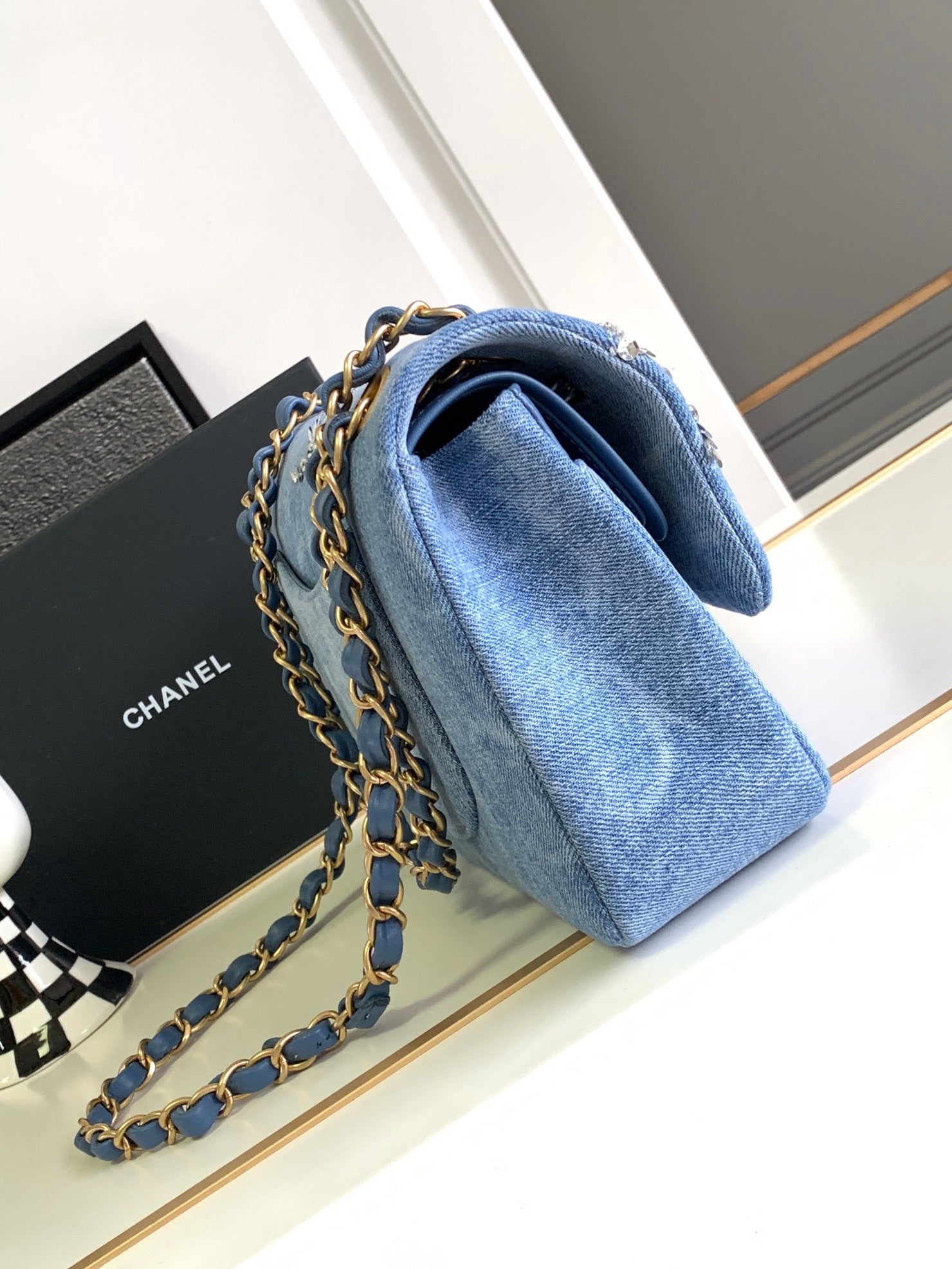 CNL 23K Denim Flap Bag