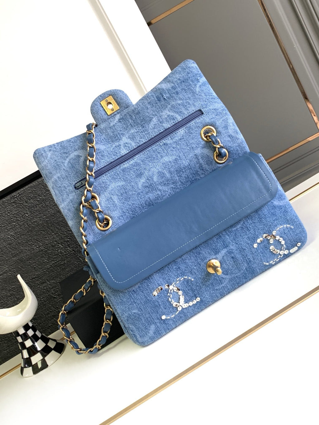 CNL 23K Denim Flap Bag