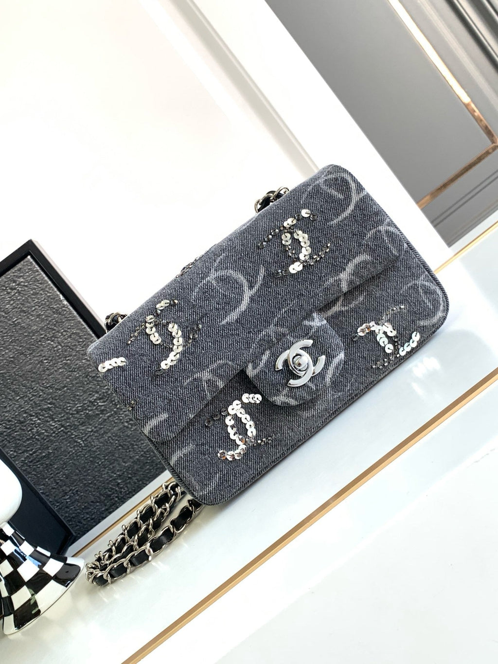 CNL 23K Denim Flap Bag