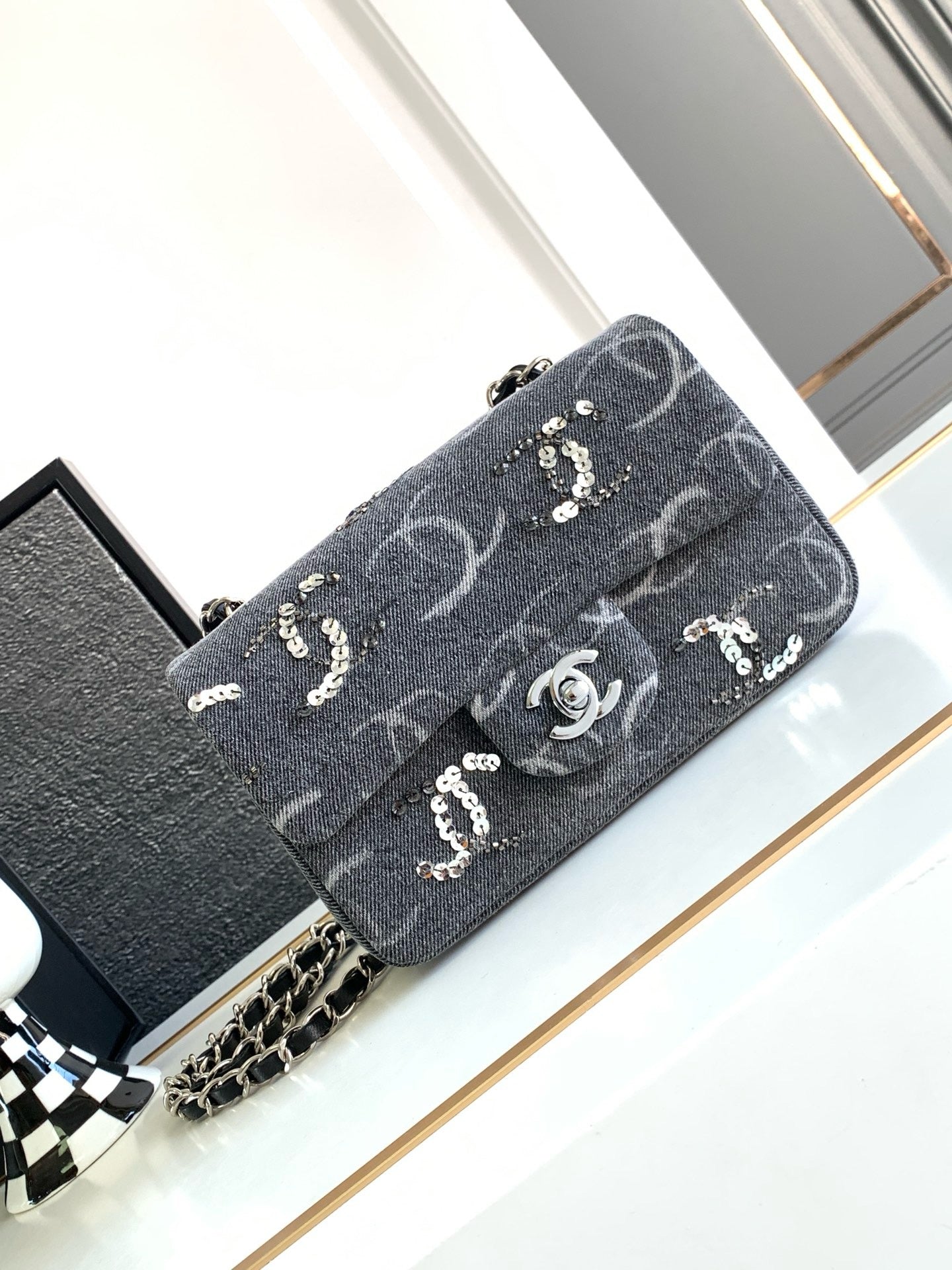 CNL 23K Denim Flap Bag
