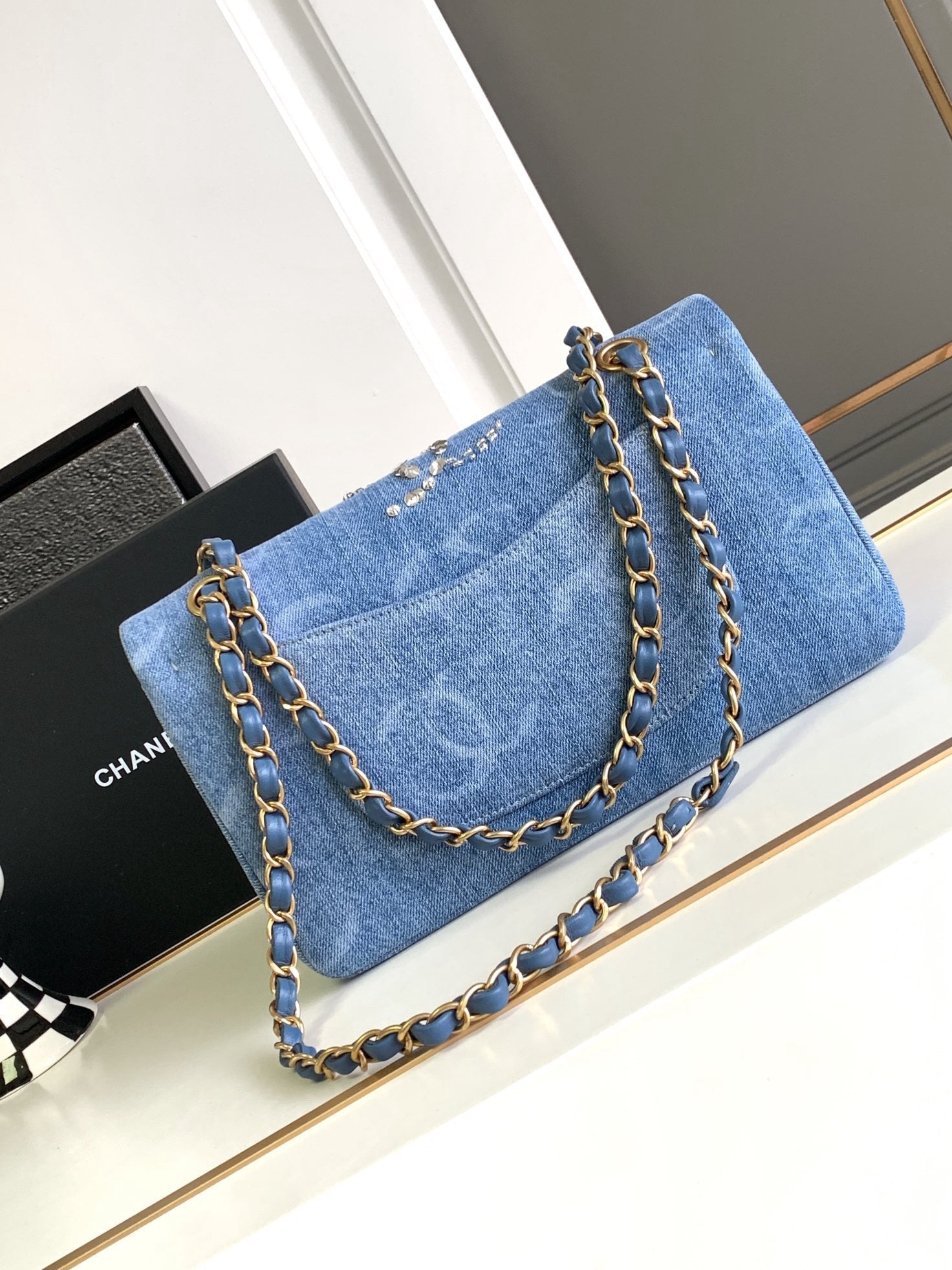 CNL 23K Denim Flap Bag