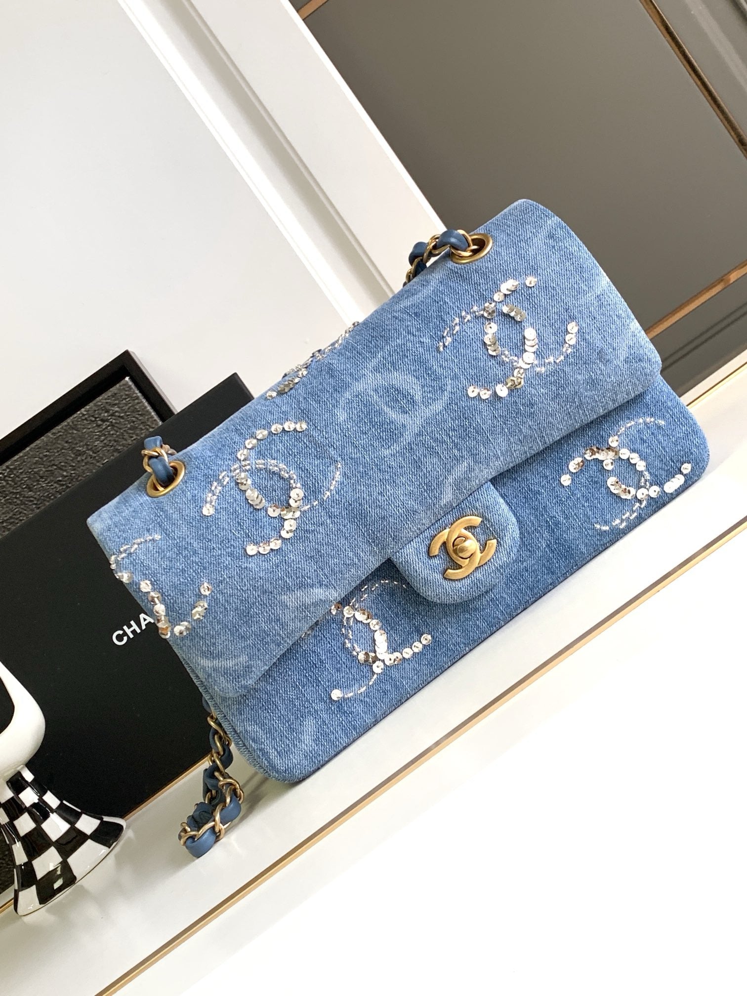 CNL 23K Denim Flap Bag