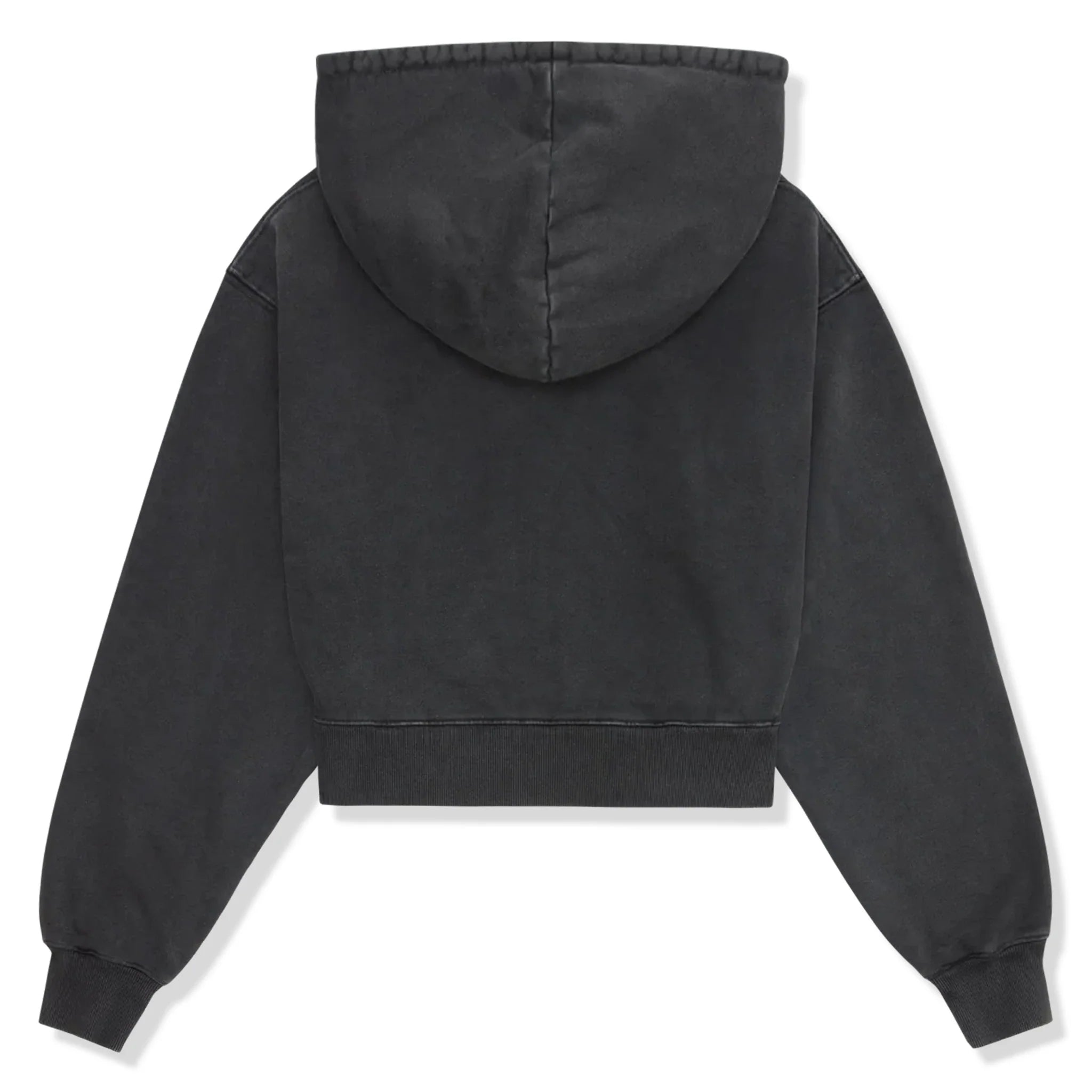 BPT Basics Washed Soot Black Cropped Zip-Up Hoodie