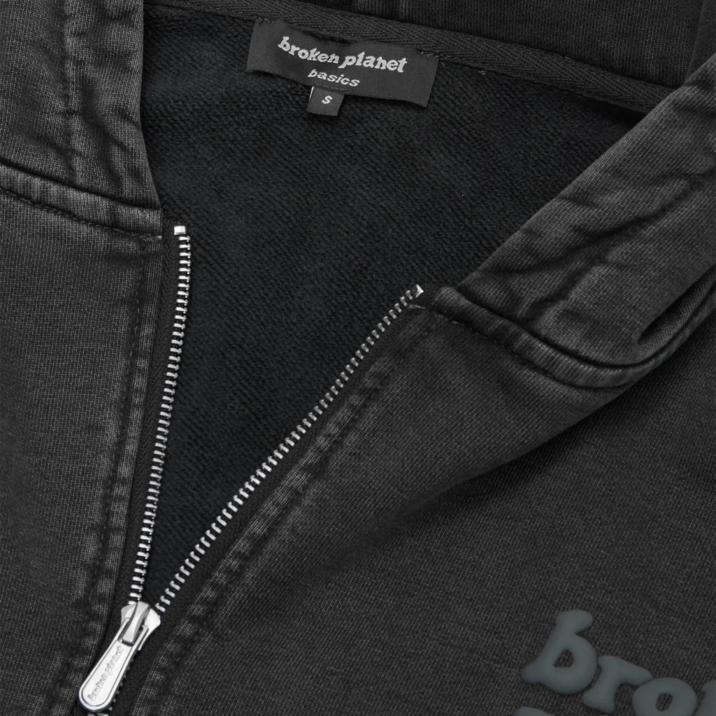 BPT Basics Washed Soot Black Cropped Zip-Up Hoodie