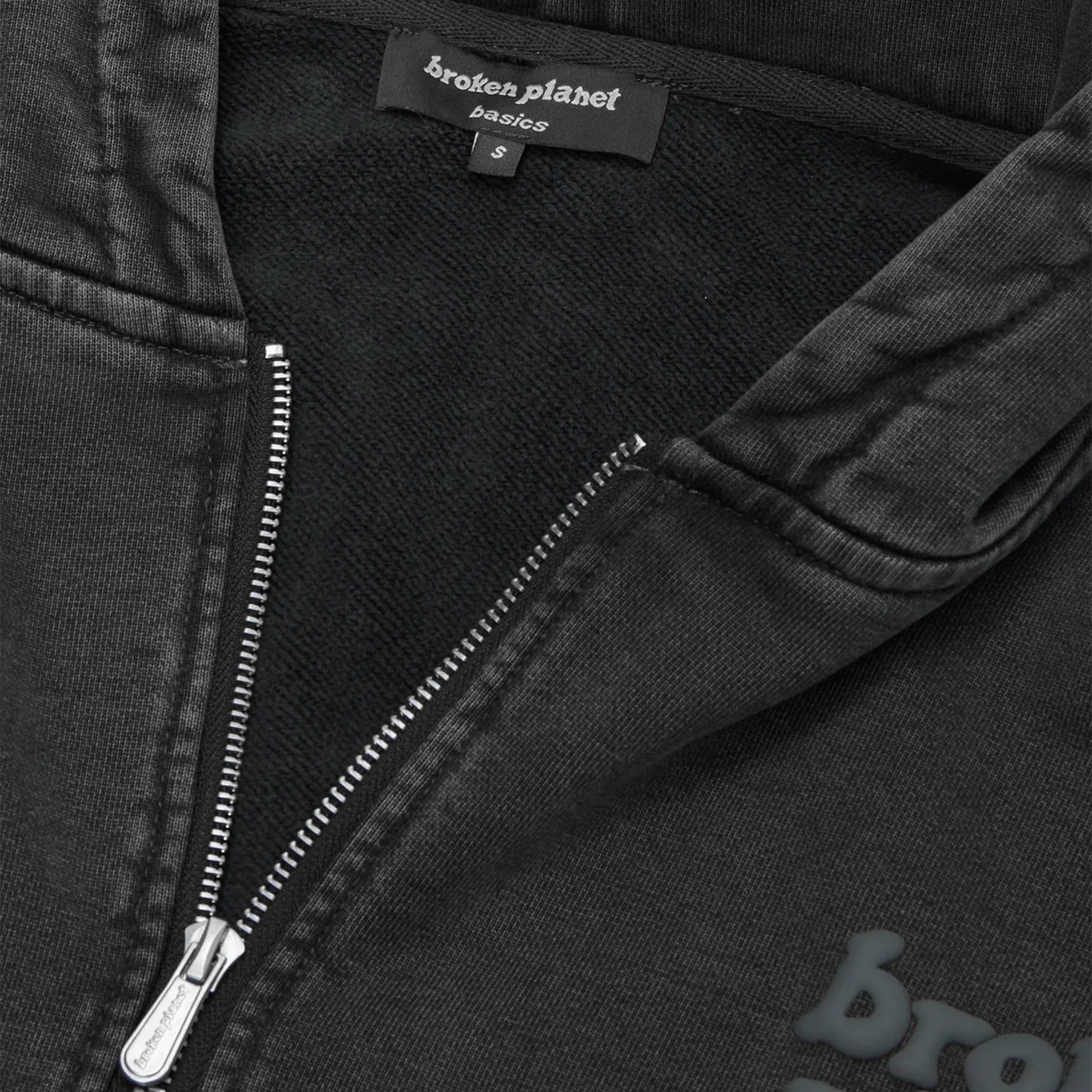 BPT Basics Washed Soot Black Cropped Zip-Up Hoodie