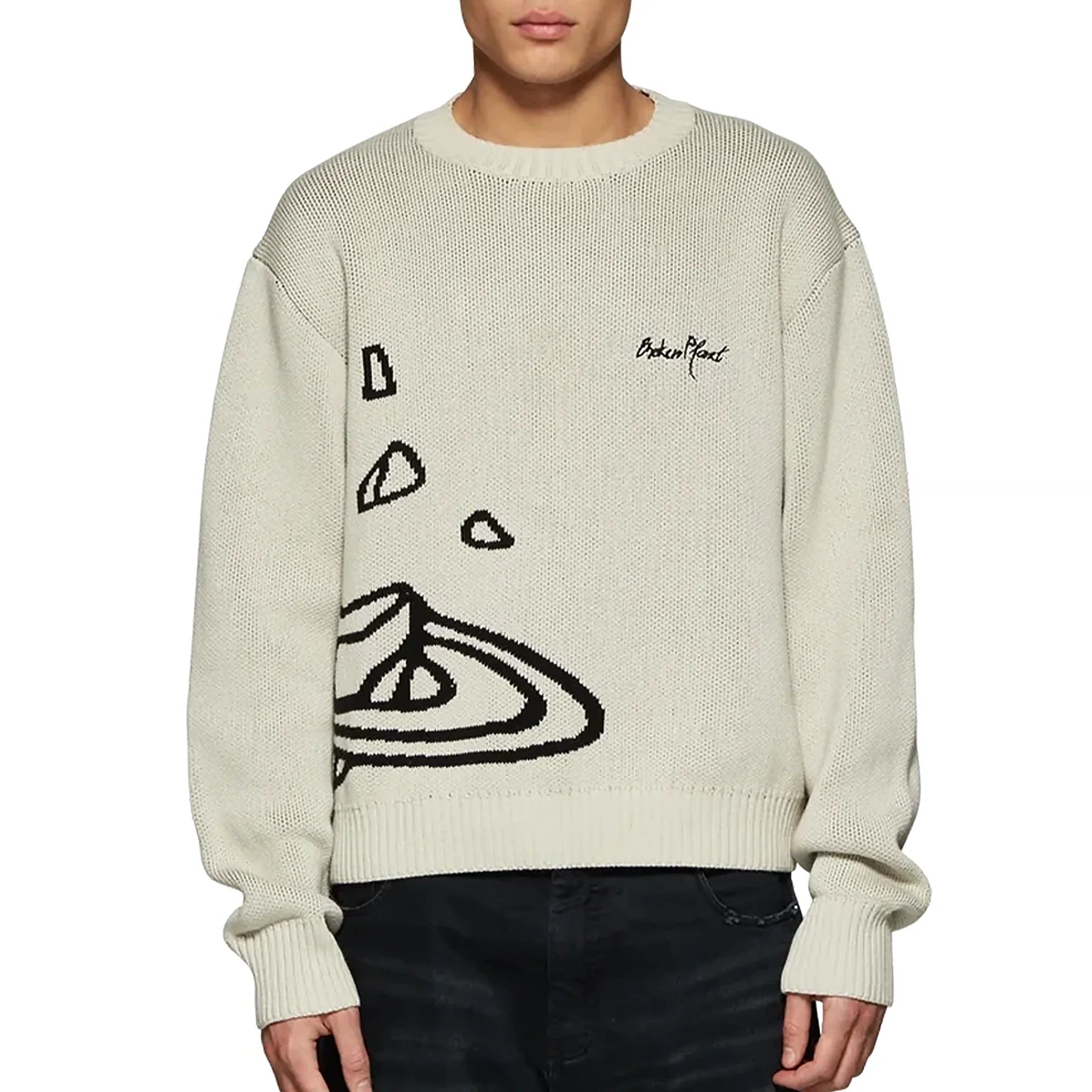 BPT Bone White Planet Knit Sweatshirt