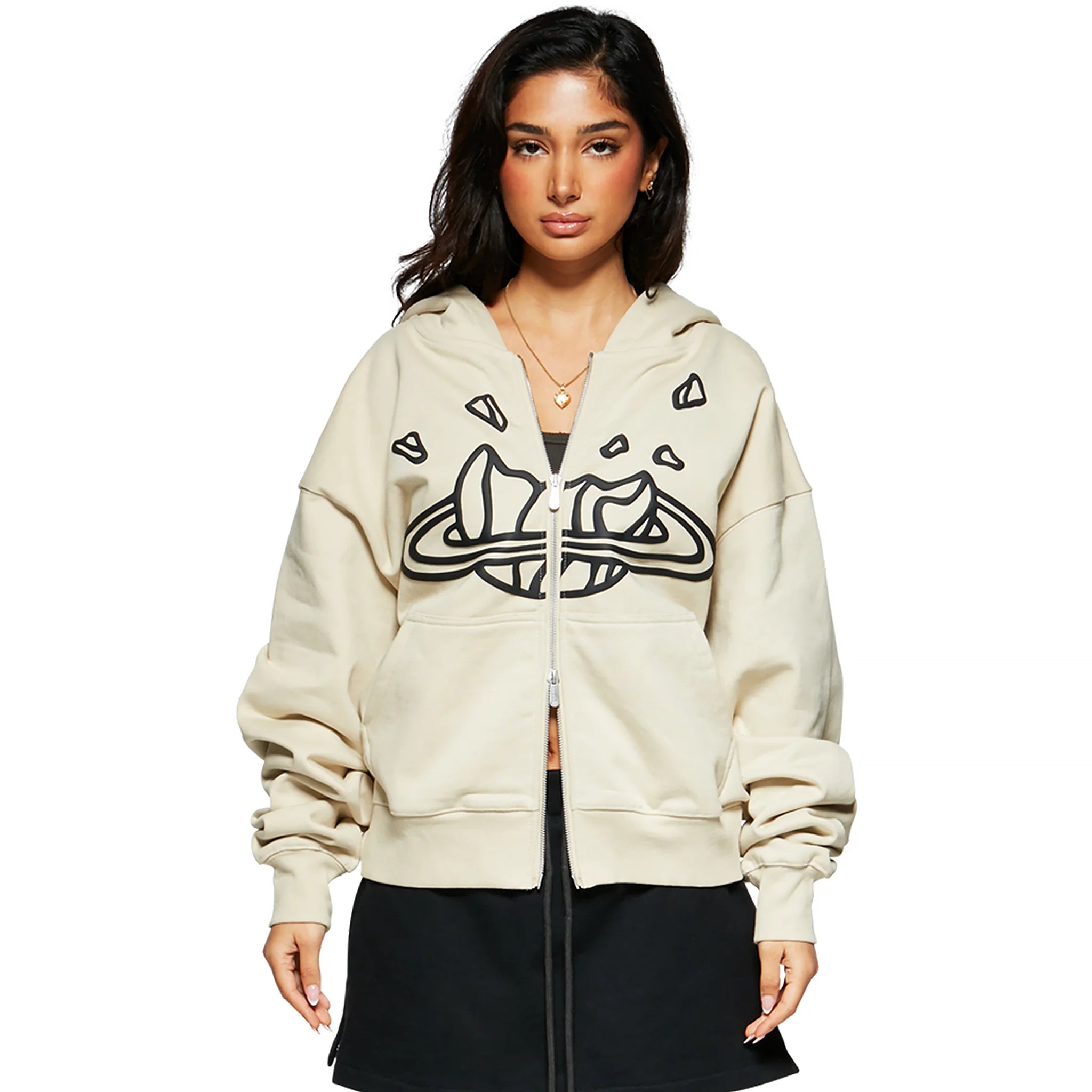 BPT Outer Space Bone White Zip-Up Hoodie