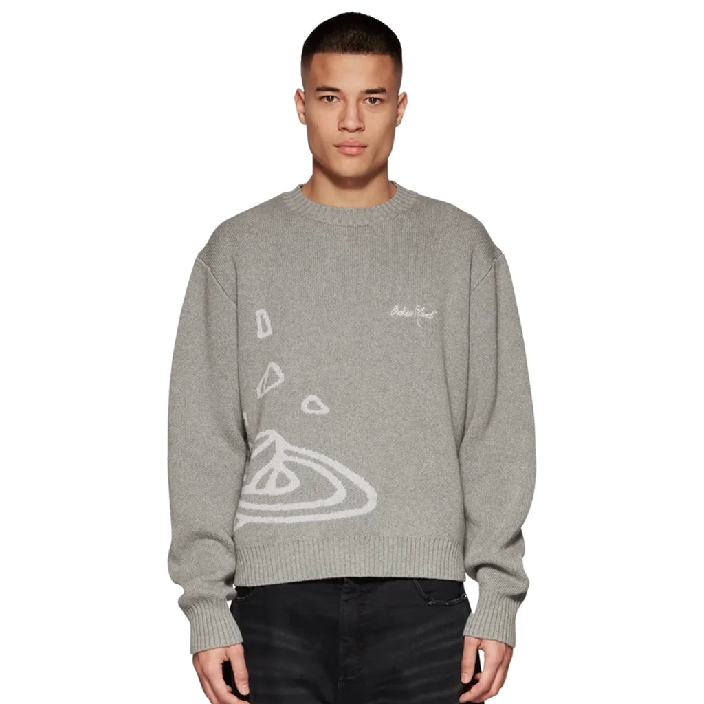 BPT Heather Grey Planet Knit Sweatshirt