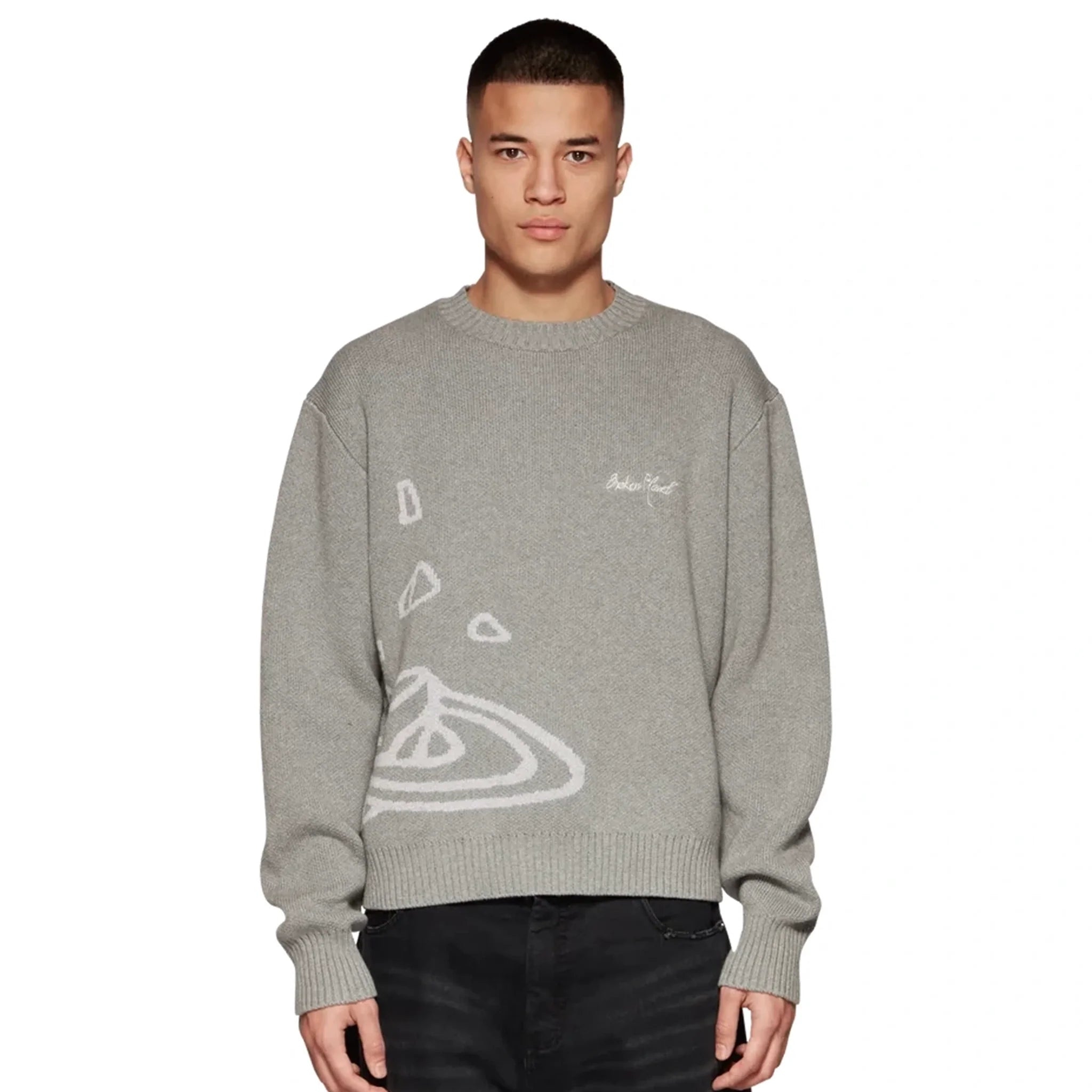 BPT Heather Grey Planet Knit Sweatshirt