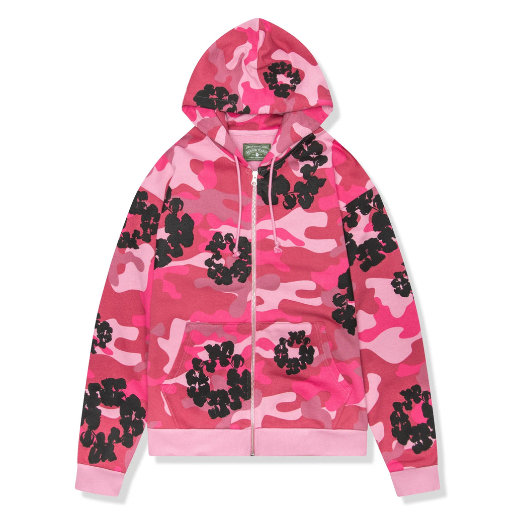 DMT Pink Camo Cotton Wreath Zip-Up Hoodie