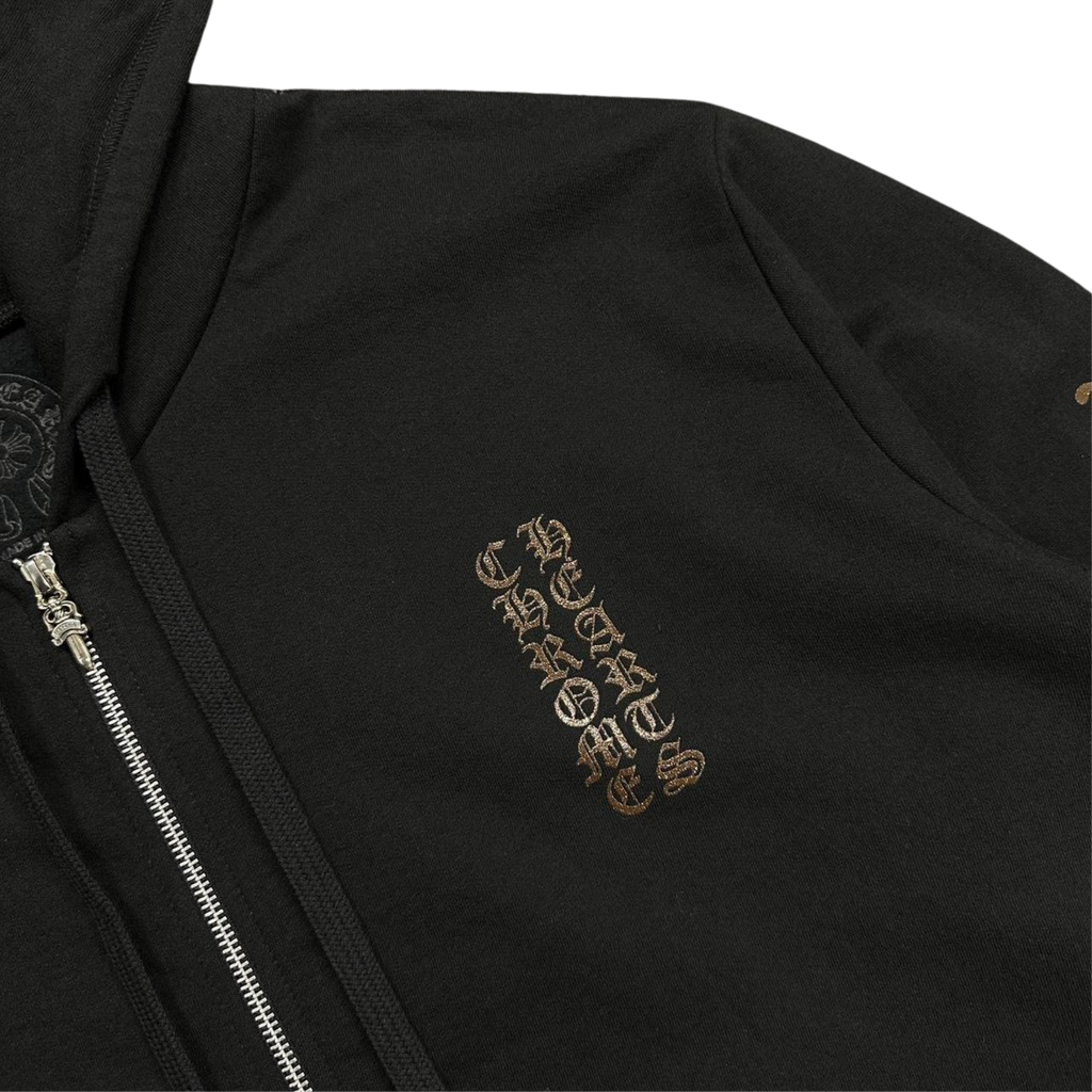 CH Exclusive Brown Vertical Logo Zip Up Hoodie Black