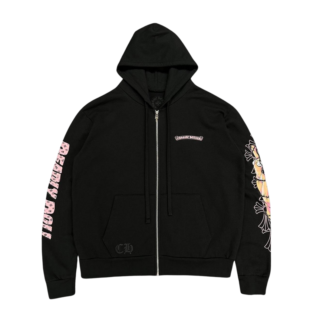 CH Deadly Doll Jessie Jo Stark Pink Cemetery Logo Zip Up Hoodie Black