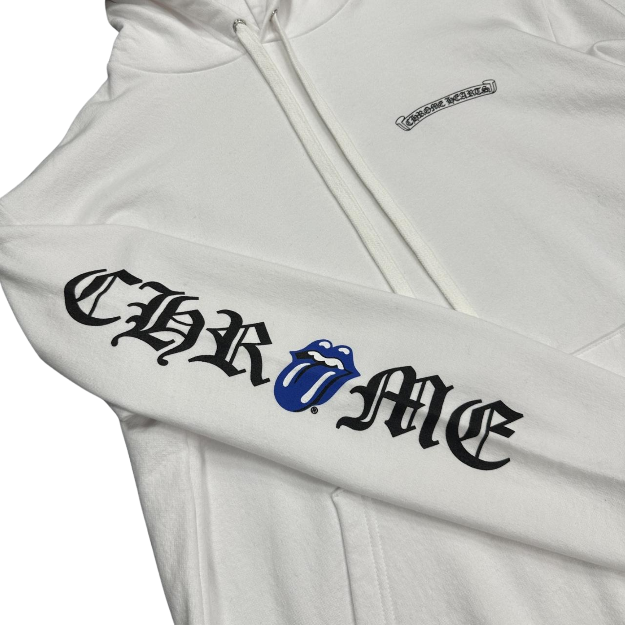 CH Rolling Stones Blue Lips Logo Hoodie White