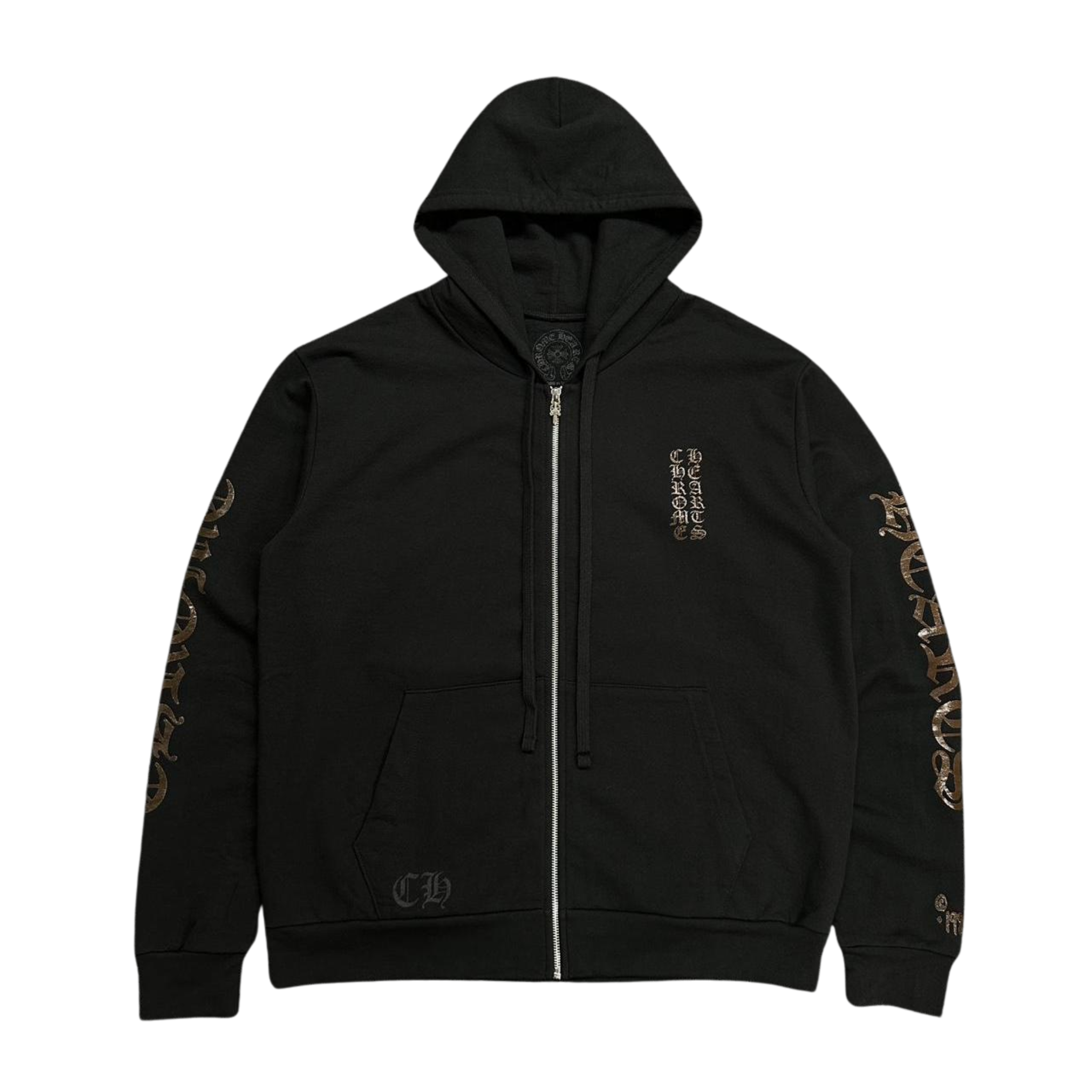 CH Exclusive Brown Vertical Logo Zip Up Hoodie Black