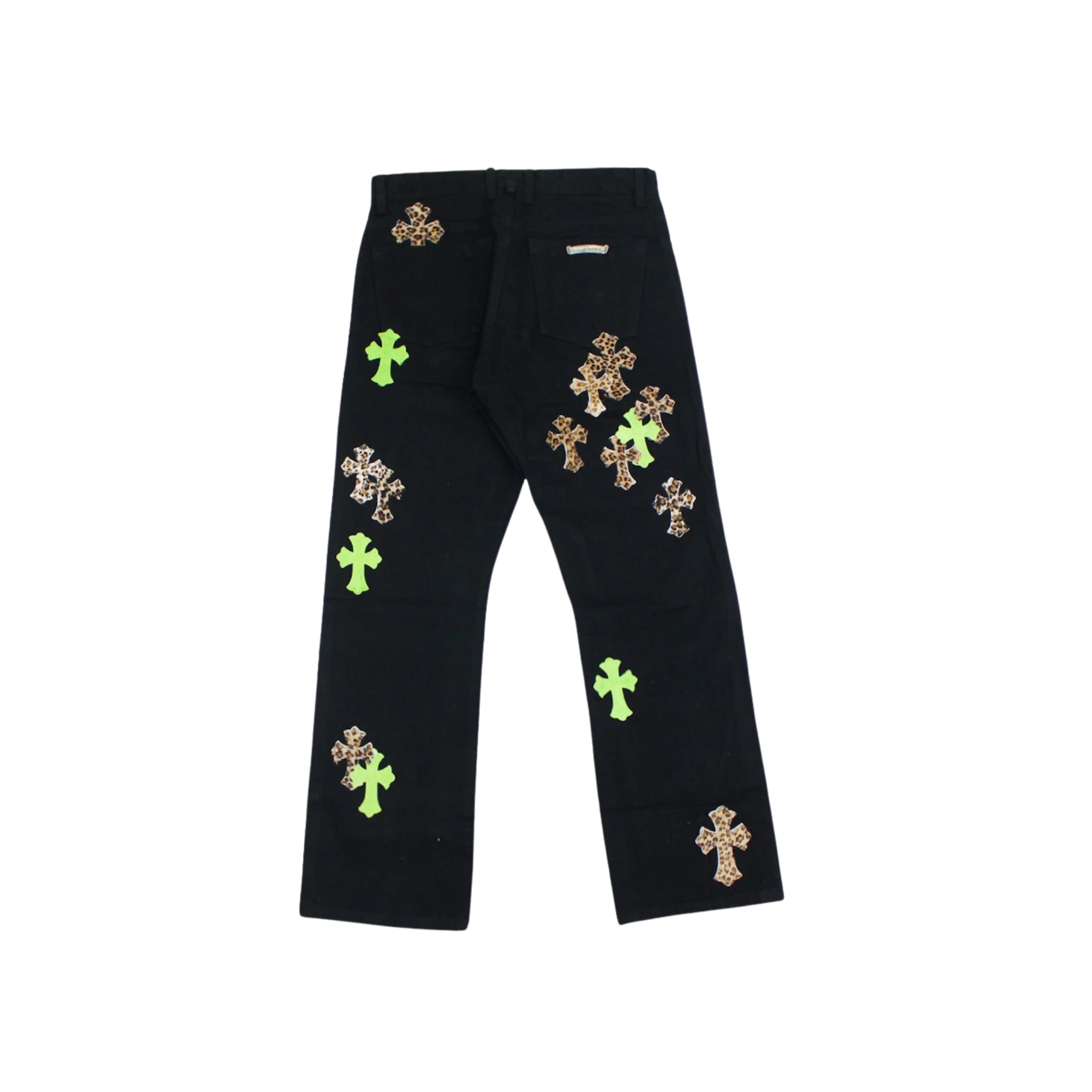CH Green & Leopard Cross Patch Jeans Black