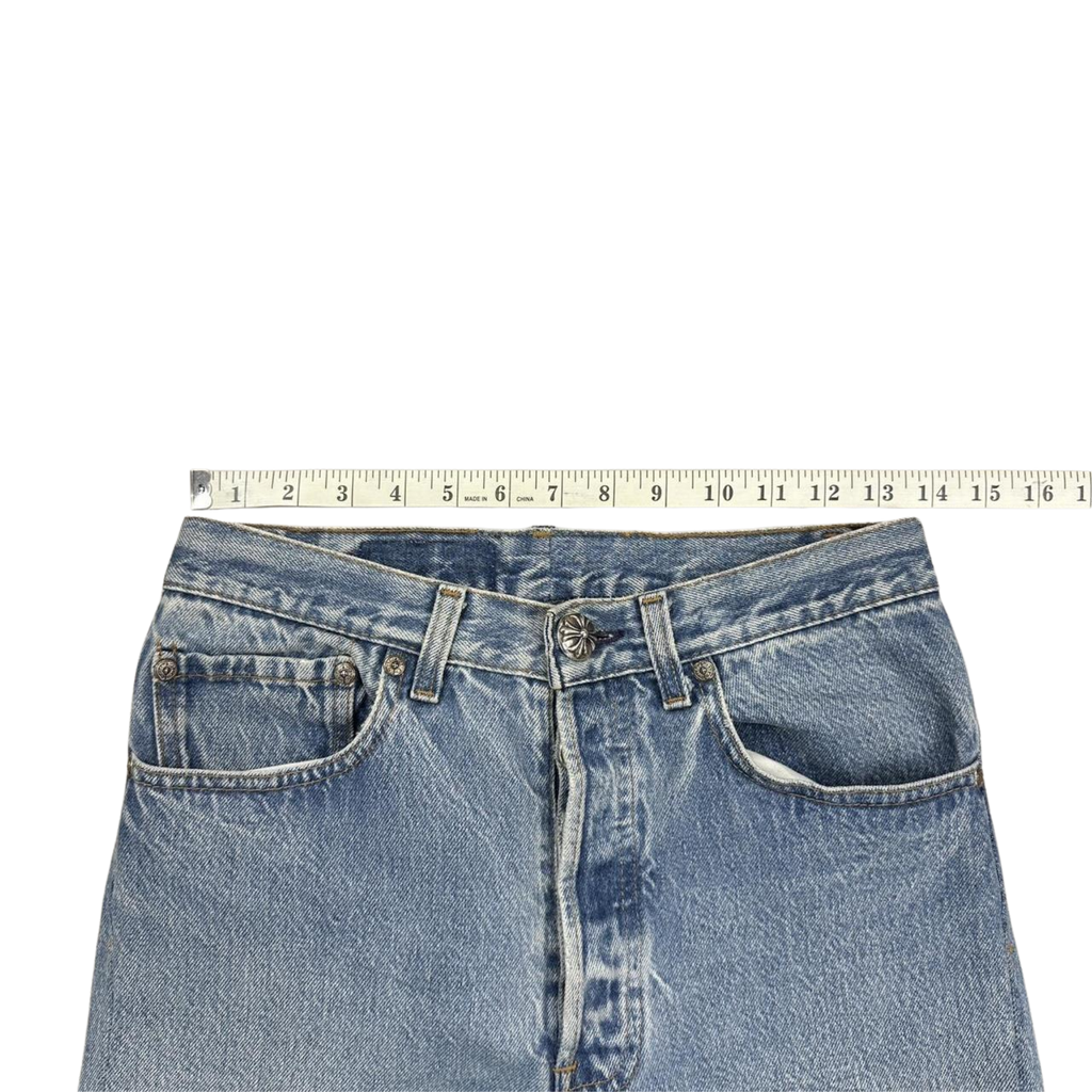 CH Leather Cross Patch Denim Jeans Light Blue Wash W26